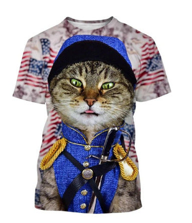 Funny Cute Cat Pattern Men's T-shirt 3D Animal Print