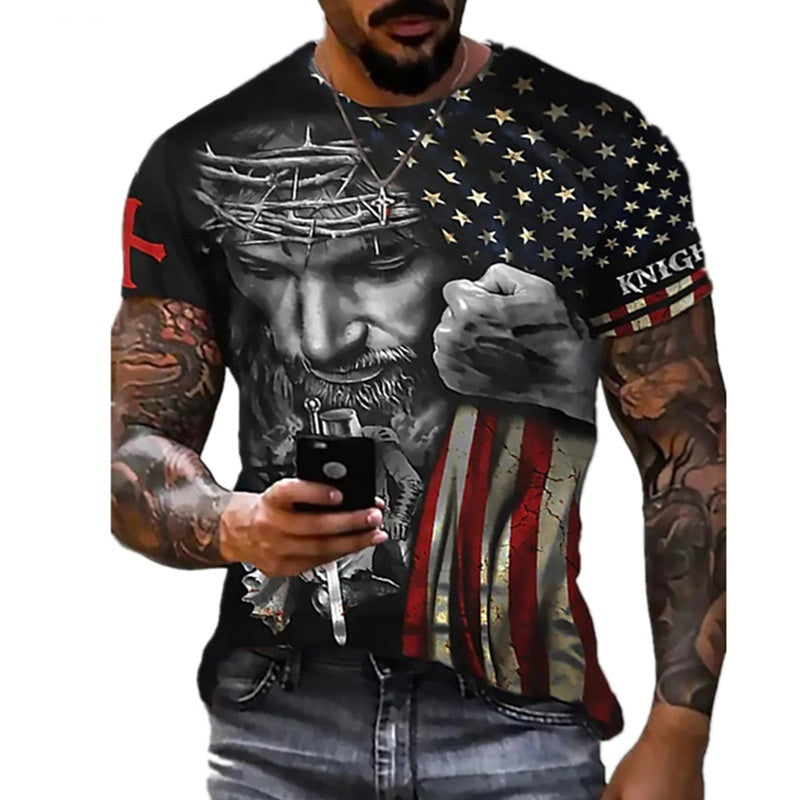 3D Printing Men's Breathable Crew Neck Short Sleeves