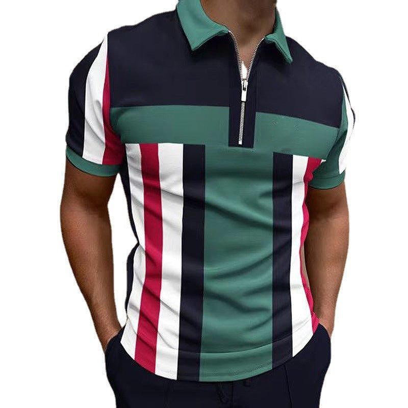 POLO Lapel Casual Short Sleeve 3D Pattern Top