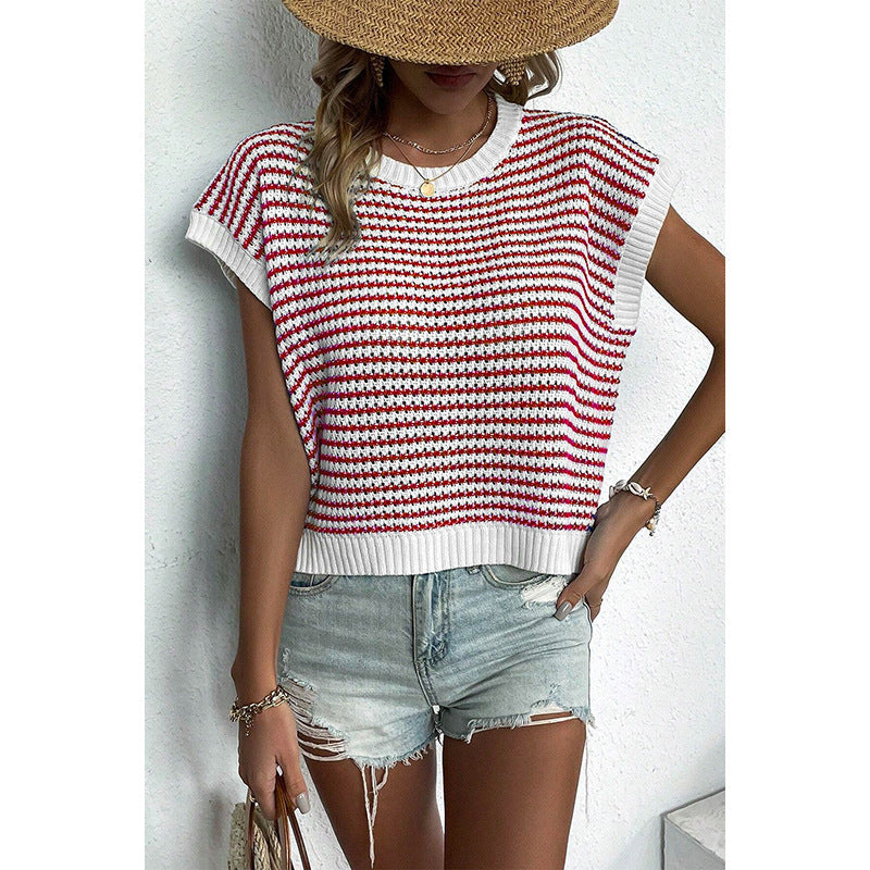 Women's Summer Stripes Patchwork Knitting Vest Top